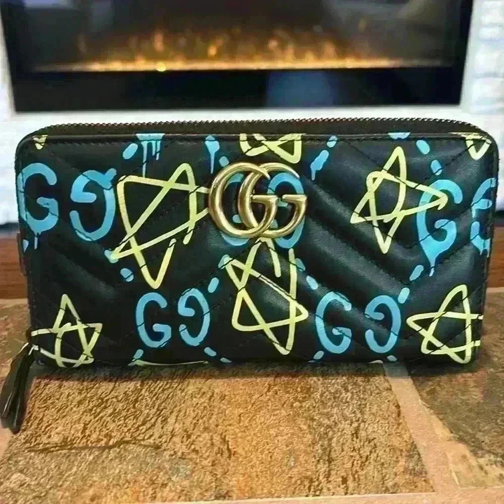 Gucci Calfskin Matelasse GucciGhost GG Marmont Zip Around Wallet - Picture 2 of 13